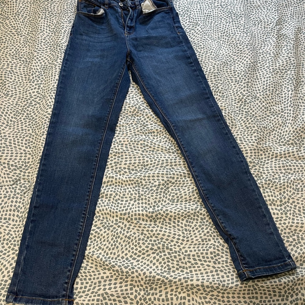 Dark blue slim mom jeans